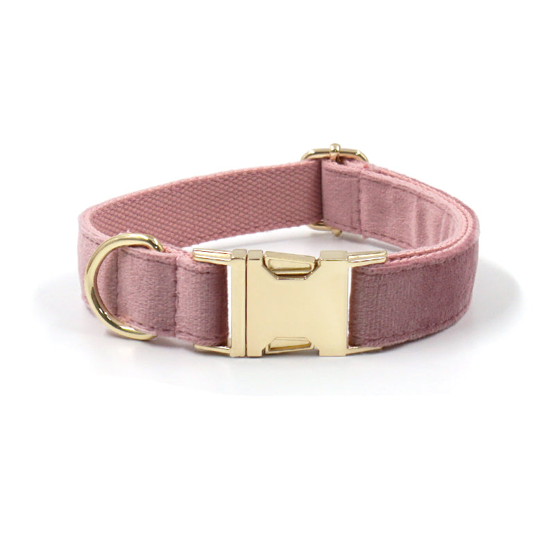 Pink Velvet Dog Collar, Bow, and Leash